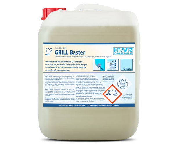 Grillreiniger Gel GRILL-BASTER das ideale Reinigungsmittel für den gewerblichen Gebrauch. Es entfernt selbst hartnäckigste Rückstände.