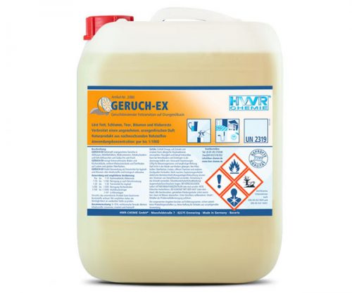 Orangenöl Reiniger GERUCH-EX zur Entfernung von Fett, Schlamm, anderen riechenden Verschmutzungen, Mineralölrückständen etc.
