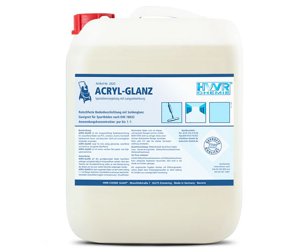 Bodenbeschichtung rutschfest ACRYL-GLANZ ist die rutschfeste Bodenbeschichtung mit Seidenglanz, extrem strapazierfähig und schmutzabweisend. Sorgt für eine leicht zu reinigende Oberfläche, geruchsarm und hautverträglich bei der Anwendung.