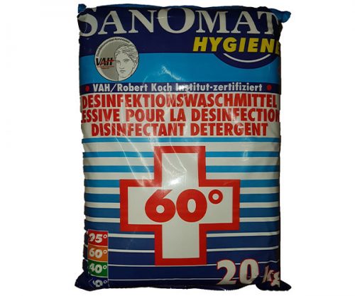 SANOMAT Hygiene ist das RKI und VAH-gelistete phosphatfreie Desinfektionswaschmittel zur chemothermischen Wäschedesinfektion.