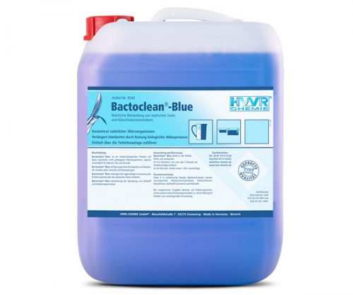 Klärschlammverminderer  Bactoclean®-Blue ist die Lösung für übel riechende Sickergruben. Verlängert die Entleerungsintervalle von Sickergruben erheblich. Verhindert die Entstehung schlechter Gerüche. Problemlos manuell wie auch vollautomatisch dosierbar.