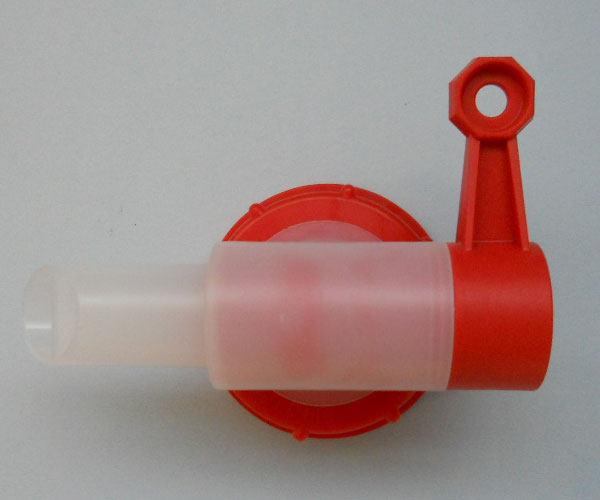 Auslaufhahn-10-Liter-Kanister, Kappe rot, DIN 50 Gewinde