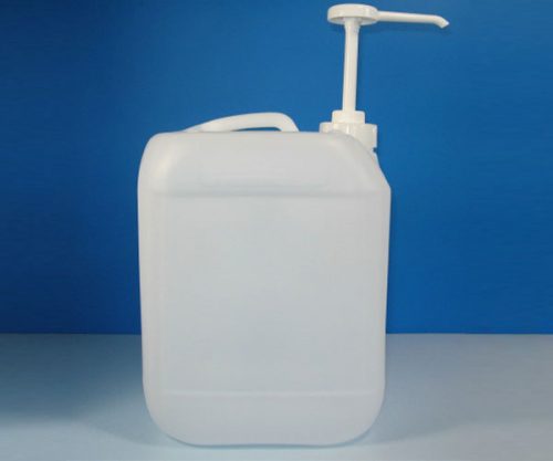 Dosierpumpe 10-Liter-Kanister, 50 mm Schraubverschluss, pro Hub ca. 30 ml, chemikalienbeständig.