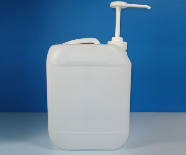 Dosierpumpe 10-Liter-Kanister, 50 mm Schraubverschluss, pro Hub ca. 30 ml, chemikalienbeständig.