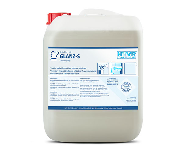 Edelstahlpflege - GLANZ-S pflegt alle Metallflächen. Verleiht einheitlichen Glanz ohne zu schmieren, verhindert lästige Fingerabdrücke.
